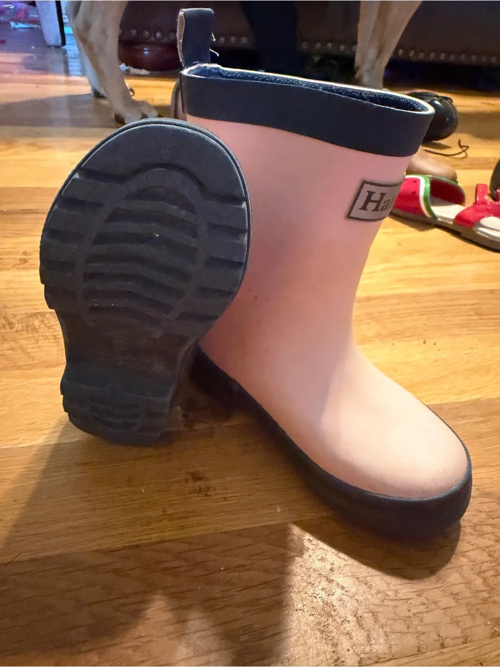 Hatley Pink and Navy Kids Rain Boots